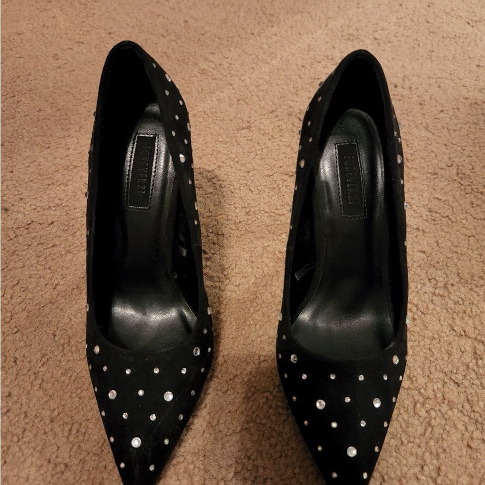 Forever 21 Black Studded Heels